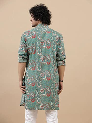 Image of Leriya Fashion Men's Kurta | Rayon Printed Kurta for Men | Chinese Collar Long Sleeves | Straight Knee Length Kurtas | for Festival | Function | Occasion Wear Fancy Kurta for Boys