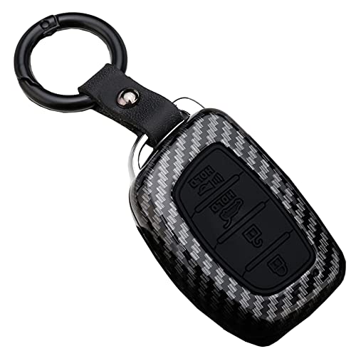 Coque de clé pour Hyundai en carbone ABS noir protection rigide premium