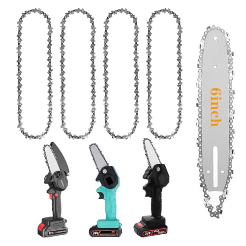 LightBeacon 4 stuks 6 inch kettingzaag ketting, kettingzaagkettingen aandrijfschakels, 1/4 inch kettingzaag reserveketting voor 18,5 cm rail - 37 aandrijfschakels, voor tuinboom, timmerwerk