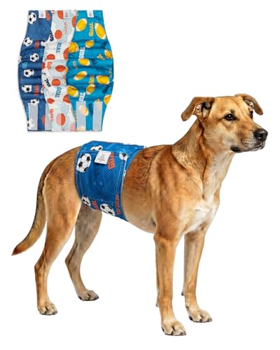 Image of CuteBone Dog Diapers Male Belly Bands 3 Pack for Male Dogs Reusable Puppy Wraps
