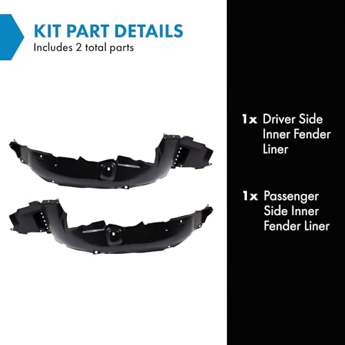 Image of TRQ Inner Fender Liner Set Compatible with 2007-2008 Hyundai Tiburon HY1248116 HY1249116