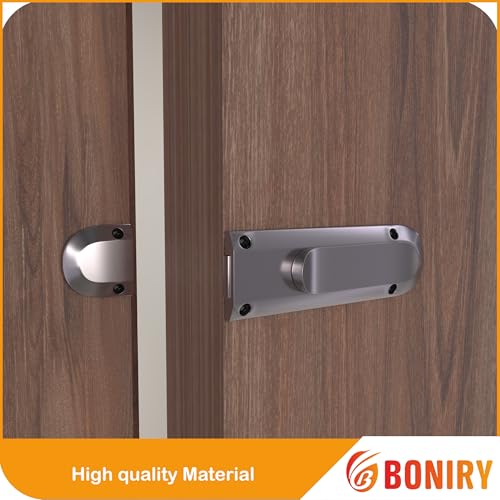 Image of Boniry Door Latch Lock | Solid Metal Door Stopper for Bathroom, Home, Office | Easy Install, Smooth Sliding, Heavy Duty Latch (4, Satin Black)