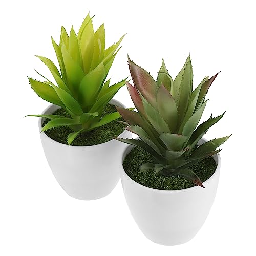 HOOTNEE 2pcs Simulation Succulent Potted Plant False Succulent Plant Realistic Plant Pot Artificial Plants & Flowers Mini Simulated Bonsai Small Office Fake Potted Plant Succulents Plastic