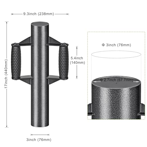 Insaga Heavy Duty Fence Post Driver with Non-Slip Handle, 9LB T-Post Driver, 17\" Post Pounder or Rammer Makes Driving Fence Posts Easier, Black