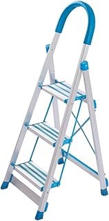 Ladder Step Ladders 3 Step Steel Ladder Aluminum Stepladders with Handrails and X-Shaped Reinforcement Design Lightweight Step Ladders for Home Portable Step Stool