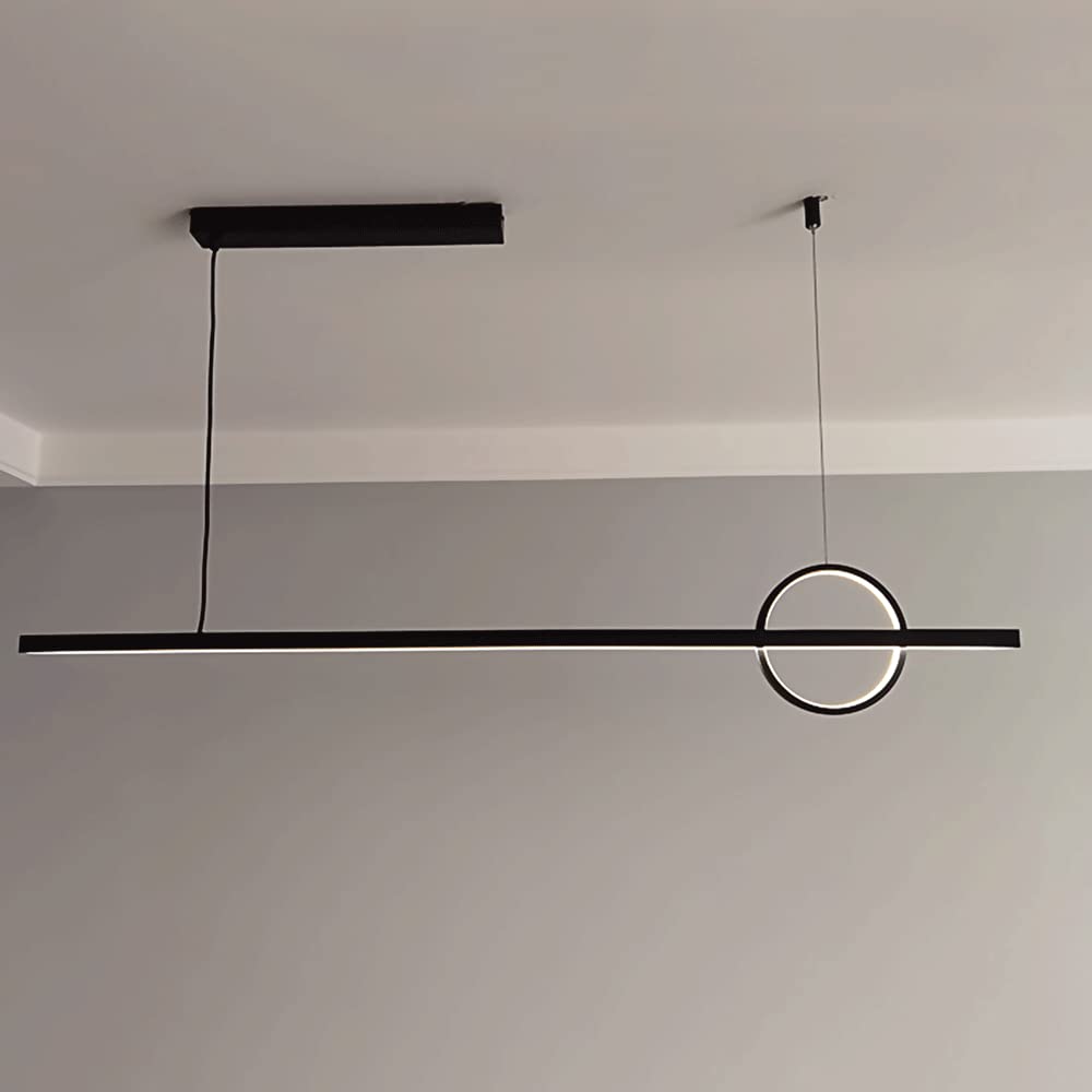 Lampe suspendue linéaire en laiton avec anneau lumineux pour intérieur chic