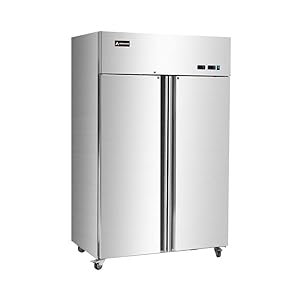 Aceland AR-48B NON-ETL 48” W Commercial Refrigerator 2 door Stainless Reach in Solid door Upright Fan Cooling Cooler for Restaurant, Bar, Shop, Residential 36 Cu.ft, Silver