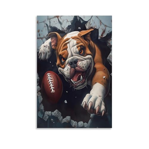 Cuadro de bulldog solucion para paredes desangeladas poster en lienzo salon 50x75cm