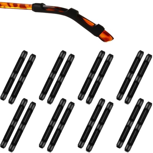 JEYORZY 8 Paires Protege Branche Lunette, Coussins d'Oreille en Silicone pour Lunettes Coussinets de Lunettes Antidérapants Crochet d'Oreille Support de...