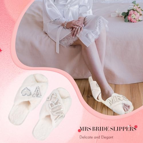 Bride Slippers Mrs Slippers Wedding Bride Slippers Personalized Initial Pearl Slippers Bridal Gifts for Christmas(7-8,V)4