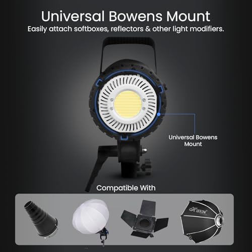 Image of HIFFIN (COB-150P) 150W Bi Color Continuous LED Light with 18CM Reflector & Infrared Remote, AC Power, 3200K-5600K Color Temperature Control, 13800lx @1m, Ideal for Photography and Videography