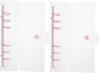Ciieeo 2 Peças Transparente Capa De Folhas Soltas Pasta De Orçamento Recarregável Portátil Pastas De Arquivo Pasta De Rosa Clipes De Pasta A6 Pasta Estética Capa De Metal Literatura