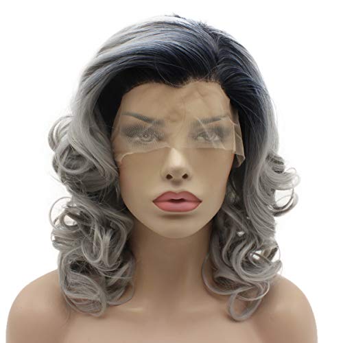 Lushy Lace Front Synthetic Wavy Medium Length 16inch Two Ombre Wigs