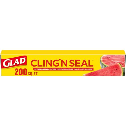 Glad Cling N Seal Plastic Food Wrap 200 Square Foot Roll (Package May Vary)