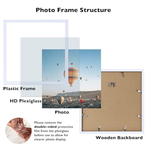 Image of JCJMY 12x12 inch Picture Frame, Horizontal and Vertical Formats for Wall Hanging, 12 x 12 Wall Gallery Poster Photo Frame with Shatter Resistant Plexiglass, White