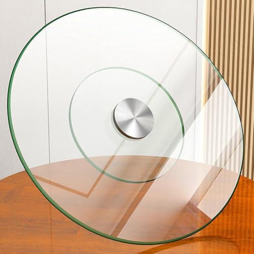 GSKDZG Plateau Tournant en Verre Trempé Lazy Susan 60cm 70cm 80cm 90cm 100cm Plateau De Service pour Table À Manger Plateau Rotatif Grande Assiette De...
