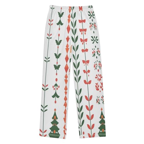 Boys' Pants Christmas Flowers Leaves Stripe Long Bottoms Jogger Pants Elastic Waist Trousers with Pockets S-XL