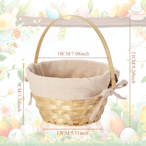 6 Pieces Empty Bamboo Baskets Round Small Woven Basket with Handle Buckets for Food Storage Gift Party Supplies Decoration Kids' Birthday Party Favor Sets by Yulejo - Image 2