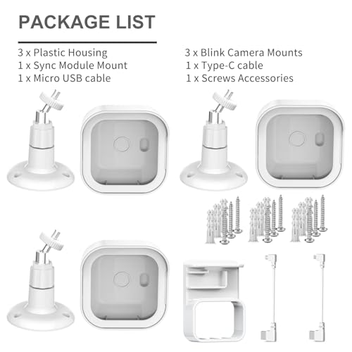 Image of All-New Blink Outdoor Camera Housing and Mounting Bracket for Outdoor 4 /2K+, 3 Pack Protective Cover and 360 Degrees Adjustable Mount, Sync Module Outlet Mount (White)