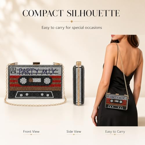 Image of QZUnique Tape Shaped Shoulder Bag Radio Recorder PU Crossbody Bag Women's Retro Evening Bag Handbag Clutch Purse
