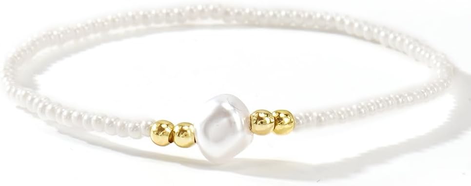 3PCS/set Pearl Plated Silver Gold Beads Elastic Bracelets for Women Dainty Handmade Gemstone Bead Bracelet Charm Jewelry Fashion Couple Friendship Gift - Image 6