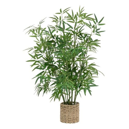 Atmosphera - Bambú Artificial con Maceta de Paja, 100 cm de Alto, Aspecto Realista - Planta Decorativa para Interior, salón y Entrada