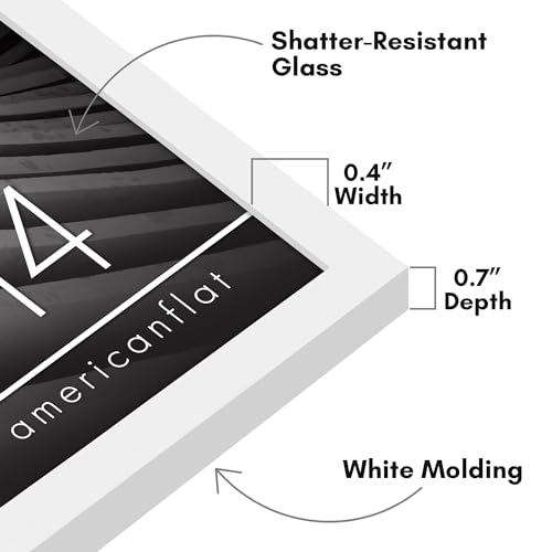 Americanflat 11x14 Picture Frame with Shatter-Resistant Glass - Streamline Collection - Thin Border Picture Frame for Wall Display - Hanging Hardware Included - White