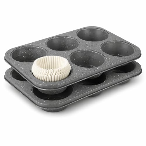 2-Pack-Jumbo-Muffin-Pan-6-Cup-Large-Cupcake-Pan-Muffin-Tin-Grey 2 Pack Jumbo Muffin Pan, 6 Cup Large Cupcake Pan Muffin Tin Grey - Image 1