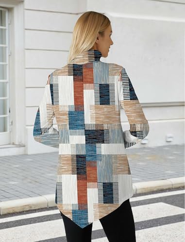 Image of JUSTFASHIONNOW Turtle Neck Shirts for Women Long Sleeve Fall Tunic Tops