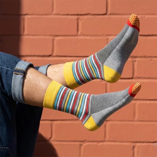 Image of Bonjour Men's Cotton Ankle Length Bold Striped Design 4 Pair Of Socks (Assorted)