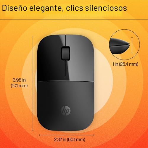 HP Z3700 – Ratón Inalámbrico (1200 PPP, 3 Botones y Rueda de Desplazamiento, Batería 16 Meses de Duración, Tecnología LED, USB y Windows Vista/7/8/10 Disponible), Color Negro 4