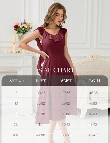 Image of HomRain Chiffon Casual Beach Dresses for Women 2025 Summer Sleeveless, Cocktail Ruffle Wedding Guest Midi Dress for Church
