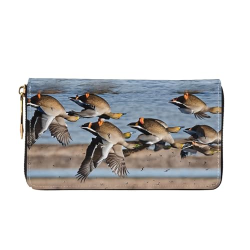 (mallard ducks) Print Women's Long Wallet Clutch with Zipper Multiple Card Slots Coin Pocket Elegant Ladies Purse2