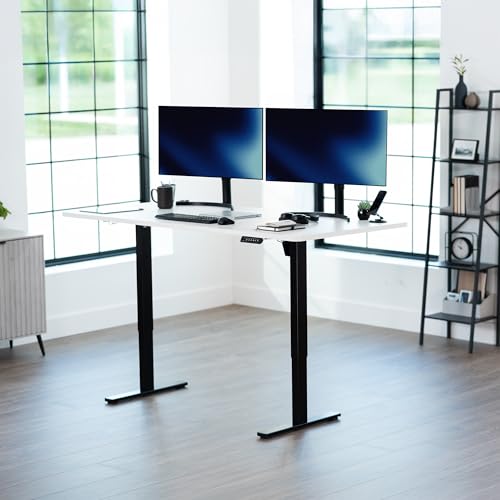 Image of VIVO White 71 x 36 in Standing Desk, DESK-KIT-1B7W-36 | Electric, Holds 220 lbs, Sit Stand, Height Adjustable, Extra Deep Table Top, Memory Presets, 1B Series, Black Frame
