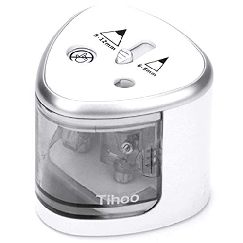 bobotron Tihoo - Lápiz sacapuntas eléctrico automático de metal USB para cartas, papel escolar, oficina o casa, color negro