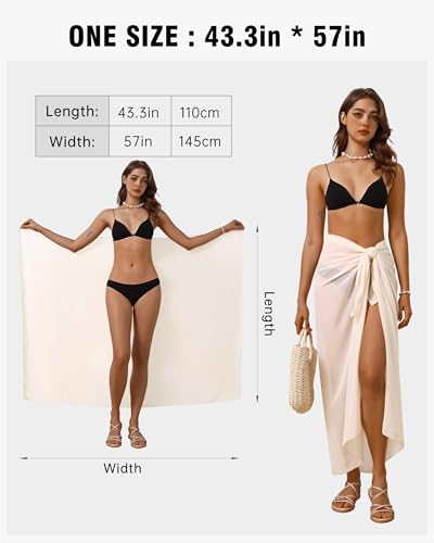 Image of Eicolorte Womens Beach Cover Up Chiffon Sheer Bikini Beach Swimsuit Coverup Sarong Pareo Wraps for Women
