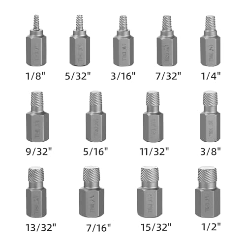 UYECOVE 15Pcs Screw Extractor Set, Double Hex Head Multi-Spline Lug Nut Remover, 3/8 Inch Drive Easy Out Bolt Extractor Set for Removing Stripped, Rounded, Damaged, Broken Studs Bolts Screws