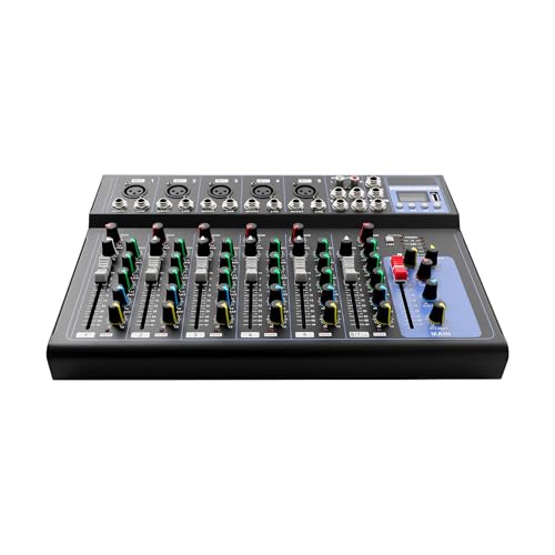 Table De Mixage Audio,Console de Mixage 7 Canaux,Table de mixage bluetooth,Haute Precision EQ 3 Bandes,48V Phantom Power Controle Son Multi Entrees,Pour...
