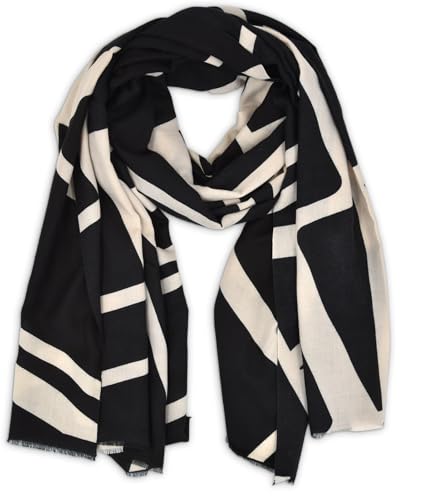 styleBREAKER Damen Schal mit Graphic Lines Muster | Weicher XXL Winterschal | Großes Tuch mit geometrischem Linien Design, Stola, Herbst Winter Accessoire,...