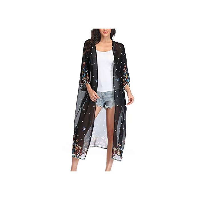 Buy Women's Long Sheer Floral Kimono 