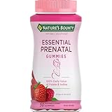 Nature's Bounty Optimal Solutions Essential Prenatal Gummies, Folic Acid and Iodine, Omega 3 and DHA, 50 Count, 25 Total Servings