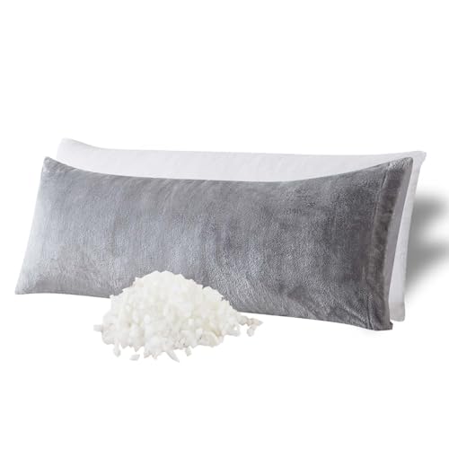 WhatsBedding Memory Foam Body Pillow with Plush Fuzzy Cover, Full Body Pillow for Adults, Long Pillow for Sleeping, Soft Fluffy Supportive
