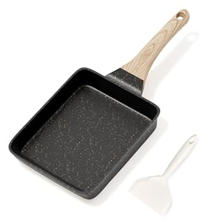 RIOVARM Induzione Tamagoyaki Padella per frittate, Antiaderente Padella per uova con rivestimento in granito, Padella piccola senza PFOA, Padella per pancake per la colazione, Padella da campeggio