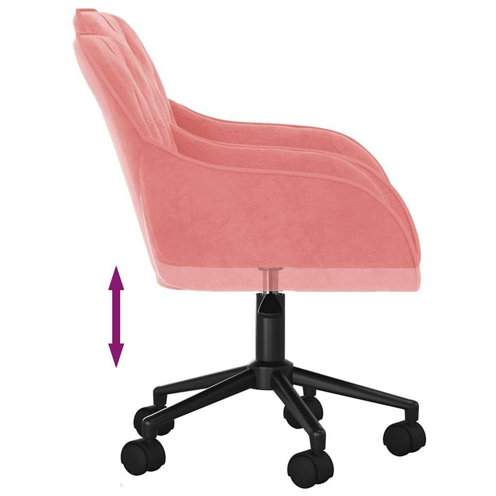 Krzesło biurowe, obrotowe, różowe, aksamitne, z metalową ramą, ergonomiczne krzesło biurowe, regulacja wysokości, obracane o 360 stopni, z kółkami, wygodna tapicerka do biura domowego i biura