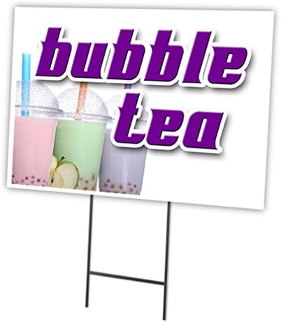Bubble Tea 18"x24" Yard Sign & Stake | Advertise Your Business | Stake Included Double Sided Image | Made in The USA