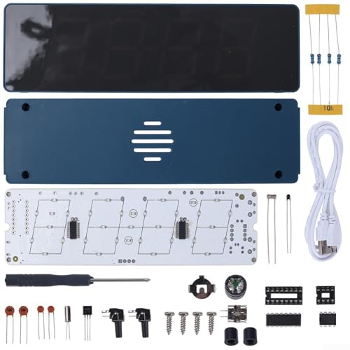 Soldadura hecha divertida para DIY colorido RGB reloj digital Kit con alarma multifunción y pantalla de temperatura (azul)