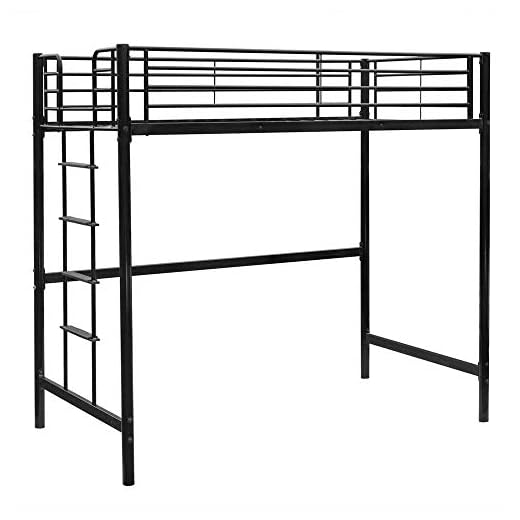 Bonnlo Twin Metal Loft Bed Frame for Kids/Adults/Teens, Space-Saving Design, Black