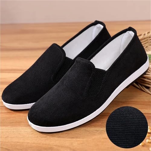 Men's Vintage Casual Corduroy Sneakers Solid Color Breathable Canvas Lazy Shoes Slip-On for Summer3