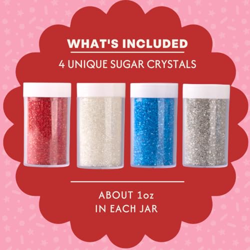 Image of Sweets Indeed 4th of July Decorating Sugar 4-Pack Set - Red White Blue and Silver Sanding Sugar for Baking & Decorating Cupcakes, Cookies, Cakes & Desserts - 4.52 ounces