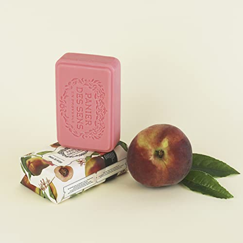 Panier Des Sens Peach Shea Butter Natural Bar Soap, Bath & Body Soap Bars - Made In France 95% Natural - 2 Bars, 7Oz/200G Each #TOP4